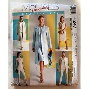 VTG McCall's Pattern M247 Women's Lined Jacket Top Dress & Pants Sz 18-20-22-24